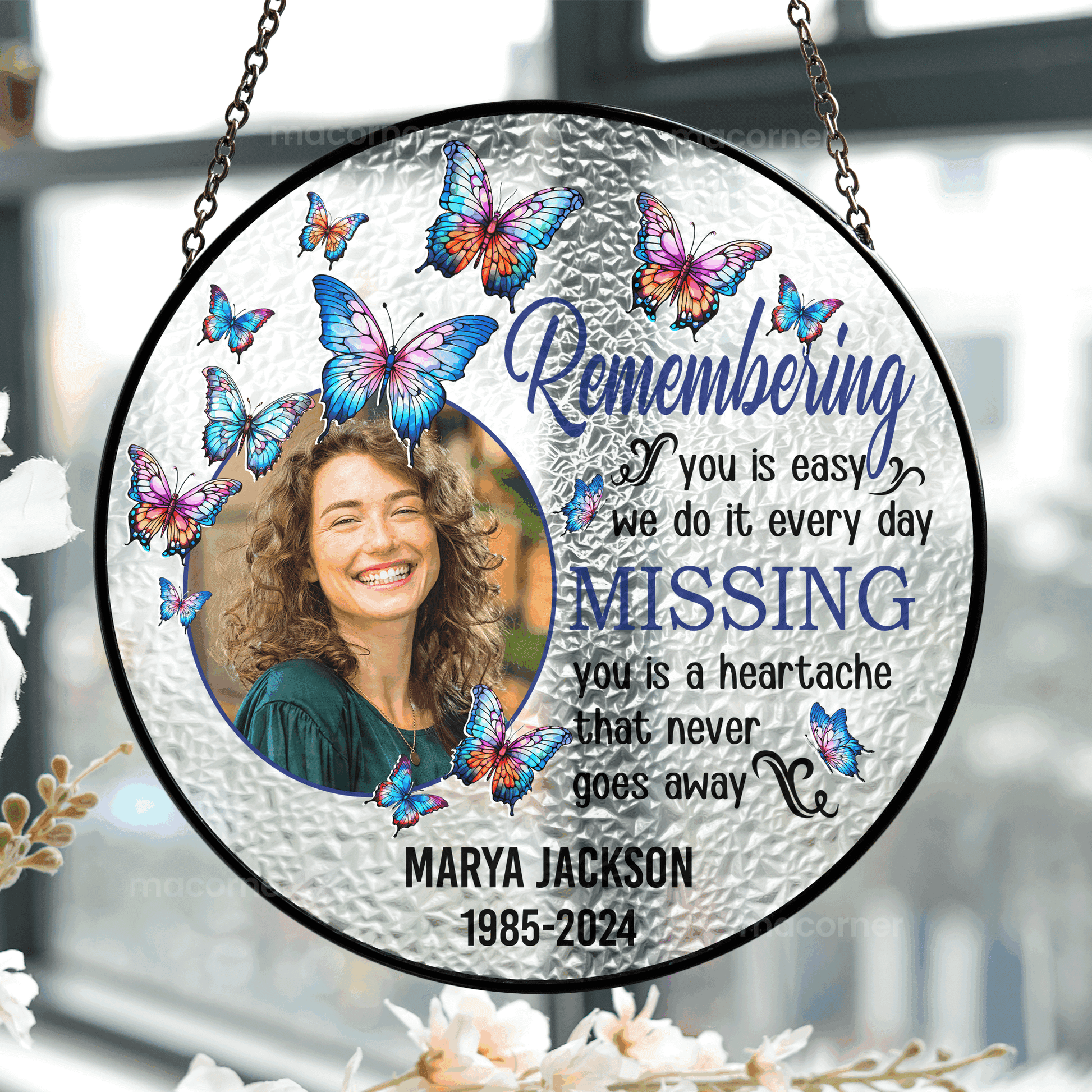 Remembering You - Personalized Photo Stained Glass Window Hanging Suncatcher - WePrint