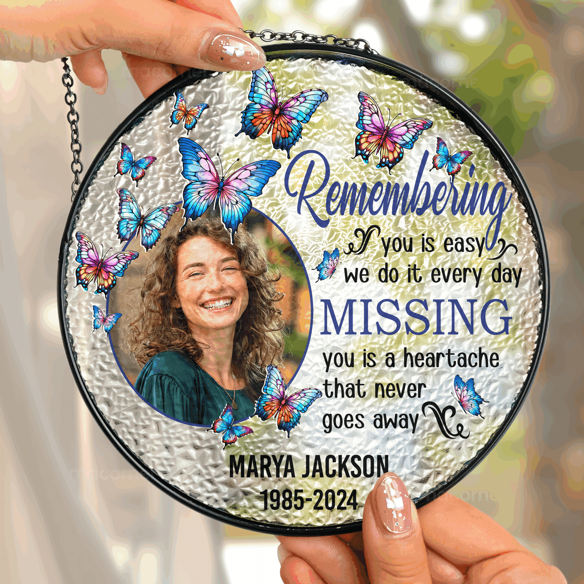 Remembering You - Personalized Photo Stained Glass Window Hanging Suncatcher - WePrint