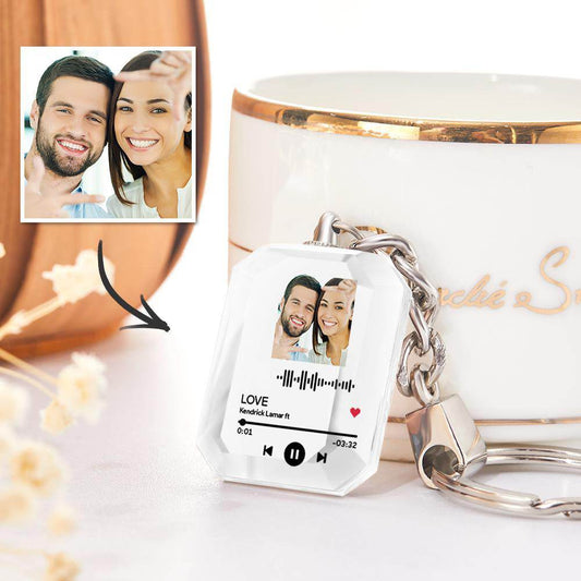 Personalised Keychains Crystal Picture Frame Scannable Code Keychain - WePrint