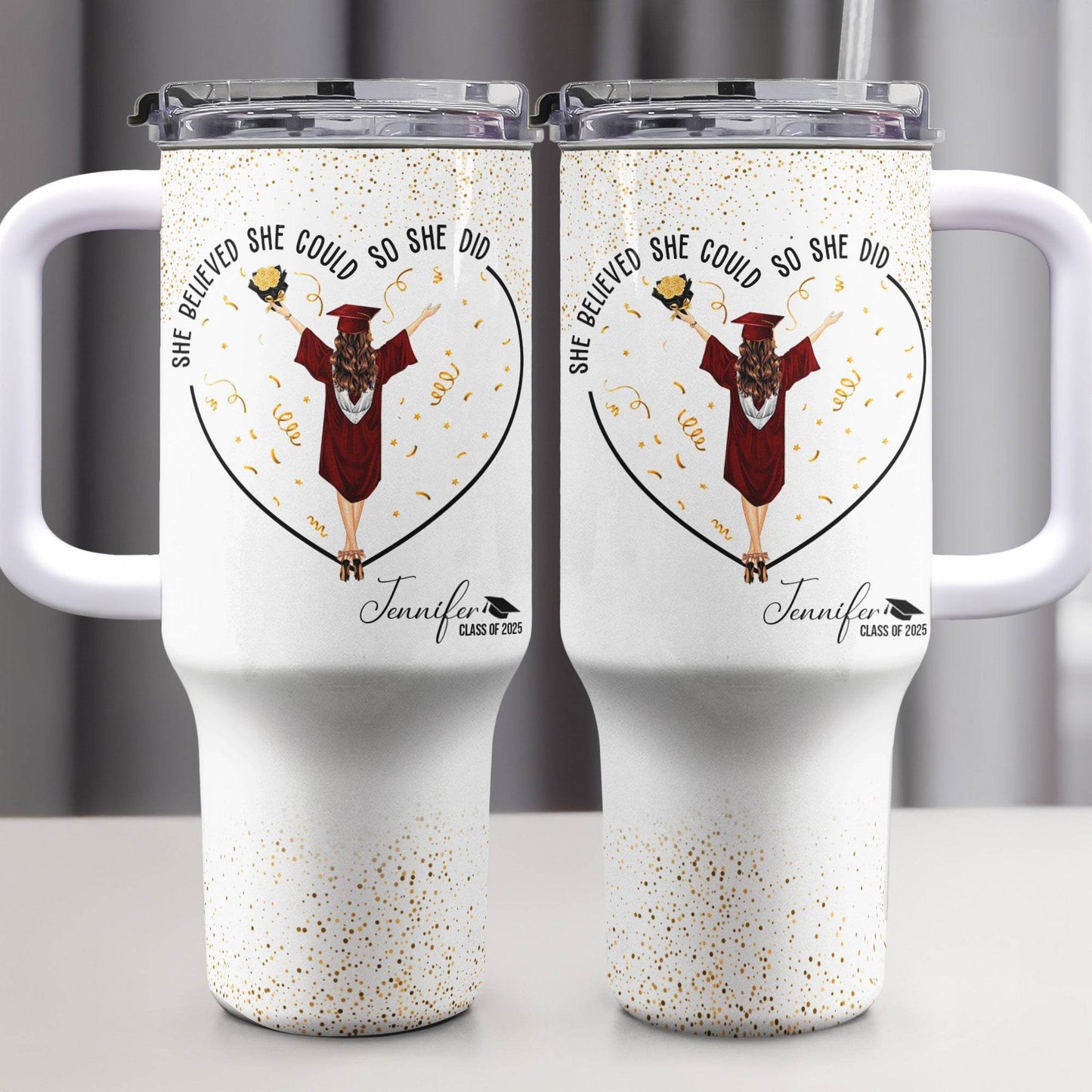 She Believed She Could So She Did - Personalized 40oz Tumbler With Straw - WePrint
