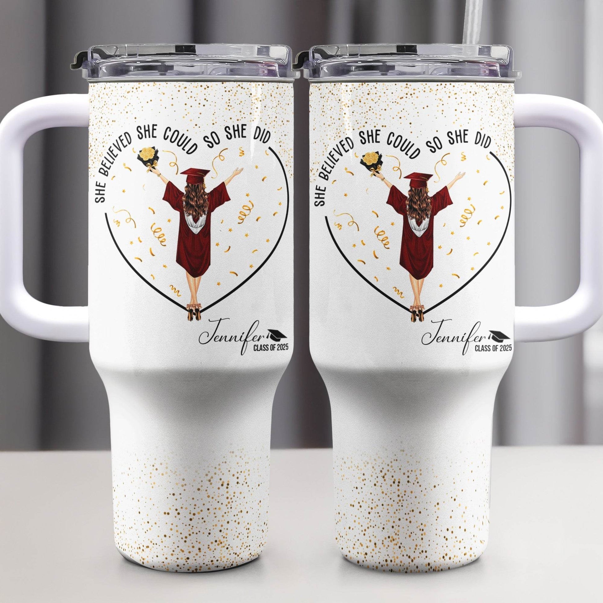 She Believed She Could So She Did - Personalized 40oz Tumbler With Straw - WePrint