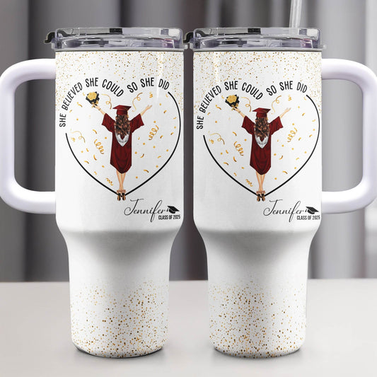 She Believed She Could So She Did - Personalized 40oz Tumbler With Straw - WePrint