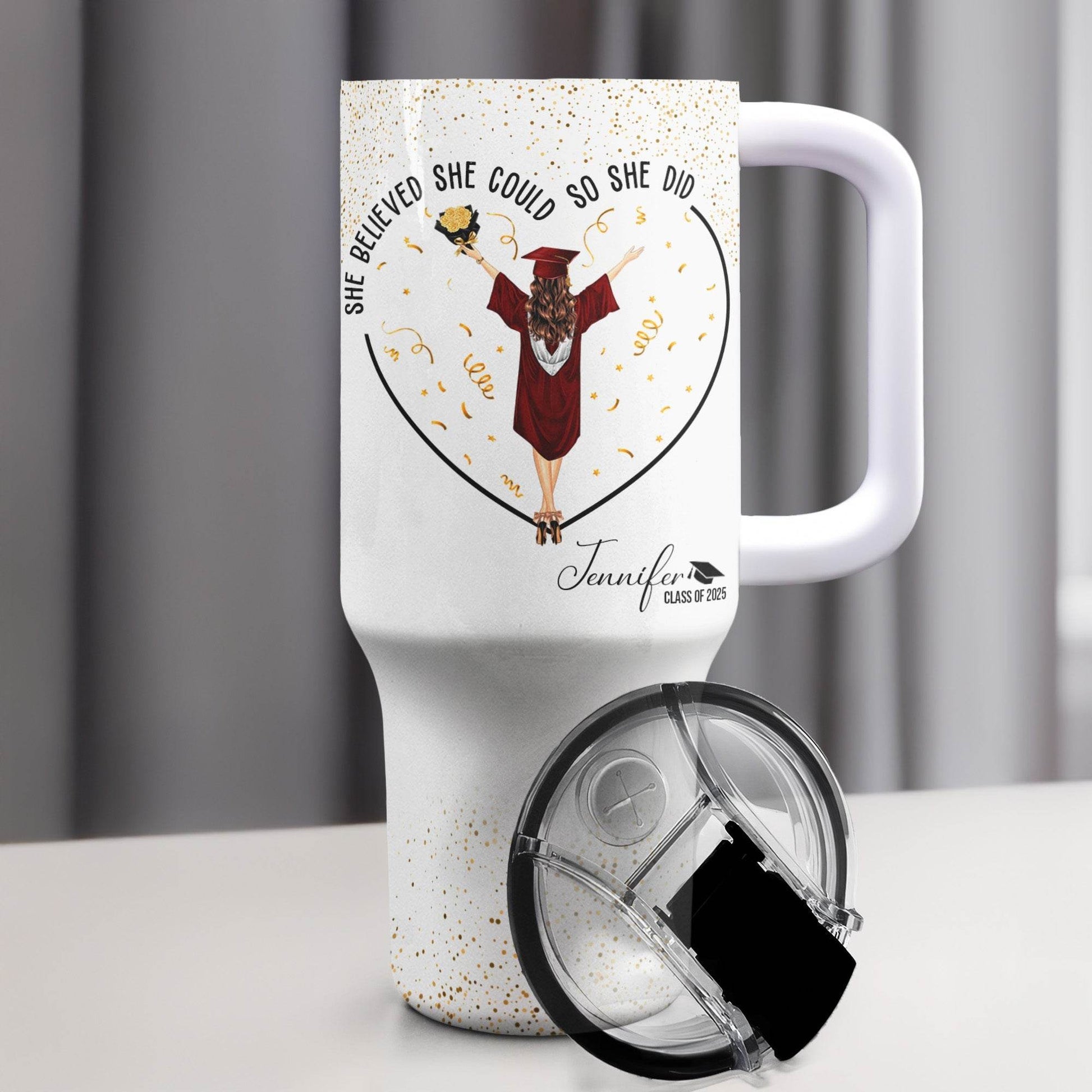 She Believed She Could So She Did - Personalized 40oz Tumbler With Straw - WePrint