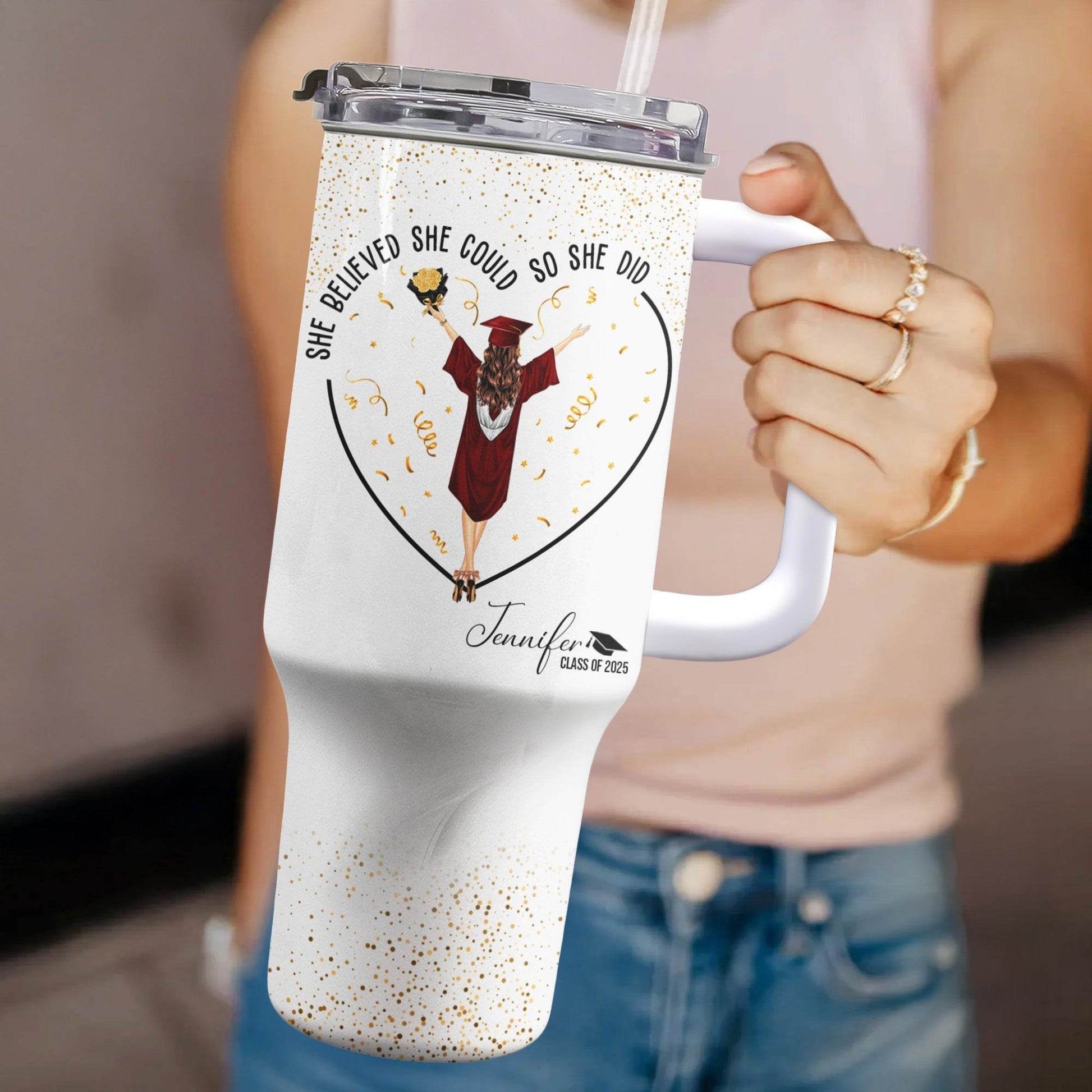 She Believed She Could So She Did - Personalized 40oz Tumbler With Straw - WePrint