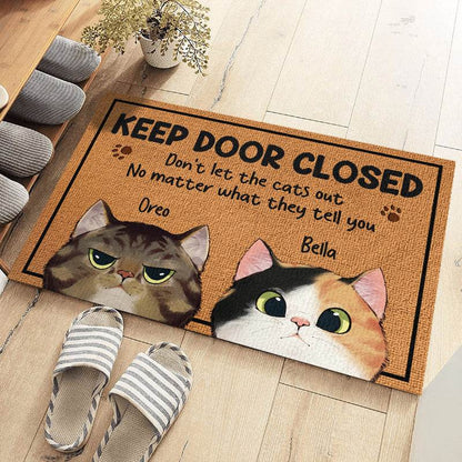 Keep The Door Closed - Cat Personalized Custom Decorative Mat - Gift For Pet Owners, Pet Lovers - WePrint