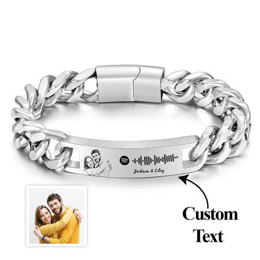 Personalized Spotify Code Bracelet with Your Photo Perfect Anniversary Gift for Him - WePrint