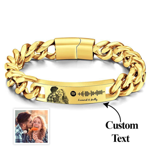Personalized Spotify Code Bracelet with Your Photo Perfect Anniversary Gift for Him - WePrint
