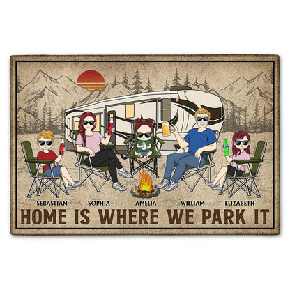 Home Is Where We Park It - Family Gifts For Couples, Husband, Wife, Camping Lovers - Personalized Doormat - WePrint