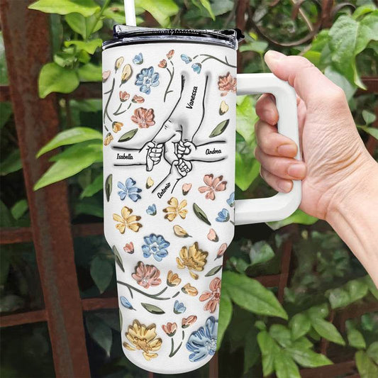 Hand In Hand, I Will Always Protect You - Gift For Mom, Grandma - 3D Inflated Effect Printed Cup, Personalized 40oz Tumbler With Straw - WePrint