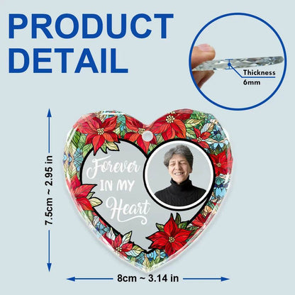 Custom Photo Floral Forever In Our Hearts - Personalized Heart Shaped Glass Ornament - WePrint