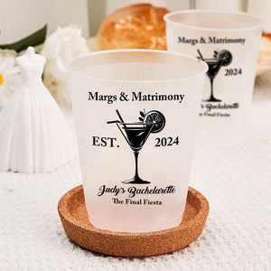 Personalized Margs & Matrimony Disposable Plastic Cups for Bachelorette Bridal Party Supplies Gift - WePrint