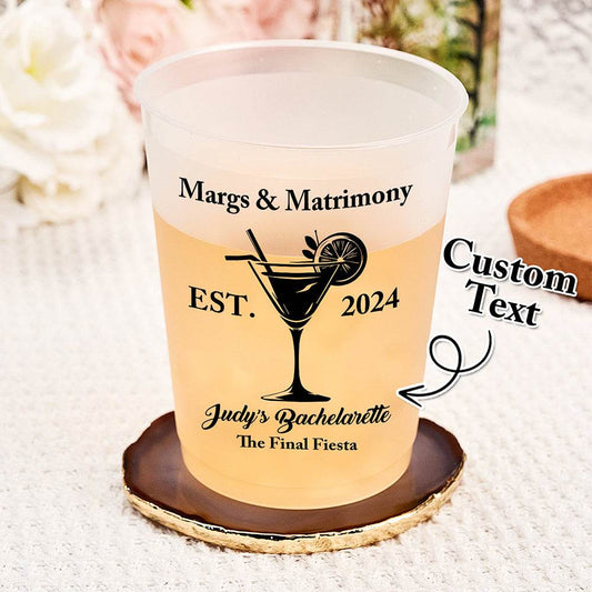 Personalized Margs & Matrimony Disposable Plastic Cups for Bachelorette Bridal Party Supplies Gift - WePrint