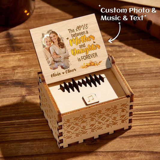 Personalized Wooden Photo Music Box Custom Mother and Daughter Music Box Gift for Mother - WePrint