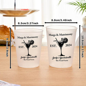 Personalized Margs & Matrimony Disposable Plastic Cups for Bachelorette Bridal Party Supplies Gift - WePrint